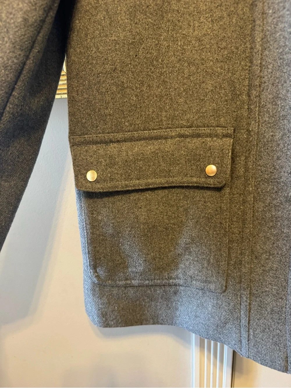 J. CREW MERCANTILE VAIL PARKA COAT HEATHER GREY FAUX FUR HOOD WOOL BLEND